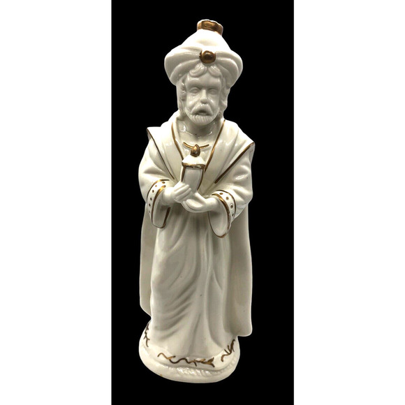 Wiseman Nativity Figurine Replacement White Gold Trim 11" Tall Holiday Time Vtg - Picture 1 of 7